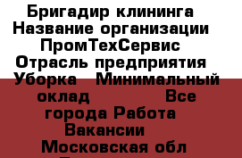 Бригадир клининга › Название организации ­ ПромТехСервис › Отрасль предприятия ­ Уборка › Минимальный оклад ­ 30 000 - Все города Работа » Вакансии   . Московская обл.,Лыткарино г.